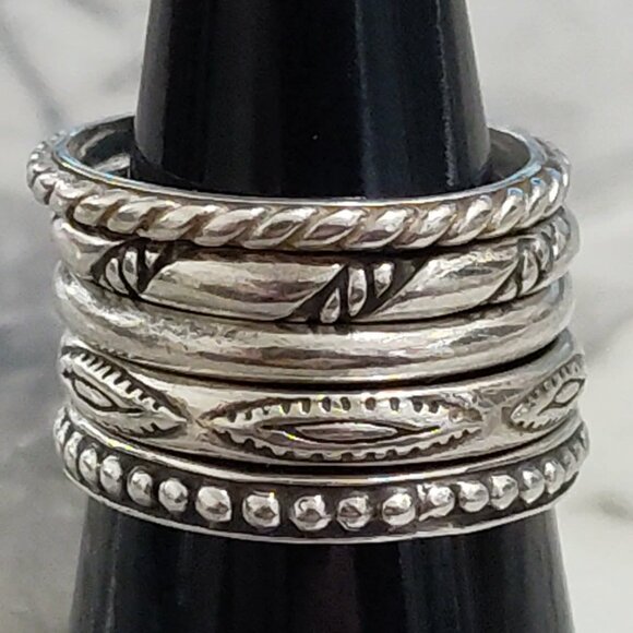 Silpada Jewelry - Silpada 5 Stackable Textured Ring set .925 Sterling Silver Size 7